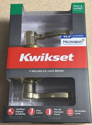 Palanca de pasillo y armario Kwikset mango de latón pulido modelo LIDO 720LL 3 CP NUEVO Foto 1 de 3