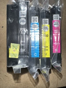 4-PACK EPSON GENUINE 702XL BLACK & 702 COLOR INK (NO RETAIL BOX) WF-3720 - Picture 1 of 2