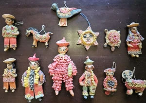 12 Marzipan Weihnachtsschmuck Vintage Figuren Handarbeit Ecuador Brotteig Kunst Lot - Bild 1 von 12