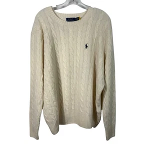 Polo Ralph Lauren Pullover Wolle-Kaschmir-Mischung weiß Zopfmuster 3XB leicht - Bild 1 von 6