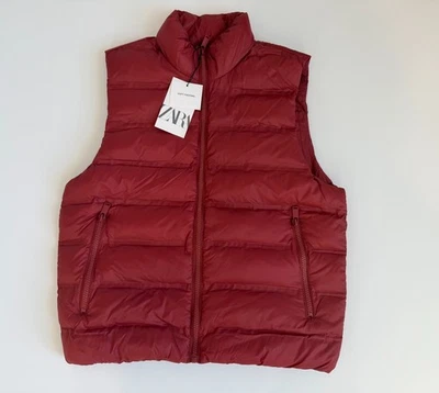 NUEVO CON ETIQUETAS Niñas Zara Chaleco Hinchado Cremallera Naranja Óxido Talla 11-12 Foto 1 de 3