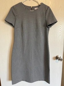 CALVIN KLEIN Black White Honeycomb Geo Print Sheath Classic - Picture 1 of 3