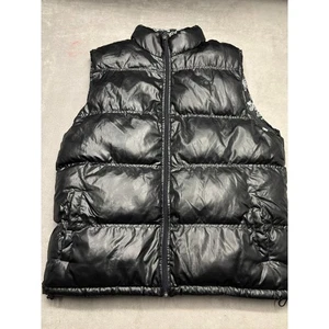 Southpole schwarze gefütterte Weste wattiert glänzend Logo Print Futter Reißverschluss vorne Herren L - Bild 1 von 8