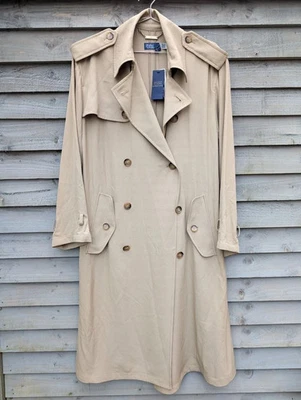Polo Ralph Lauren Twill Trench Coat Womens Medium Surrey Tan Double-Breasted NEW - Image 1 of 4