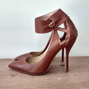 Paul Andrew brown leather geometric pointed toe pumps 37 $795 - Picture 1 of 9