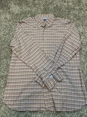 Hickey Freeman Plaid Button Down Dress Shirt Long Sleeve Mens Large - Image 1 of 4
