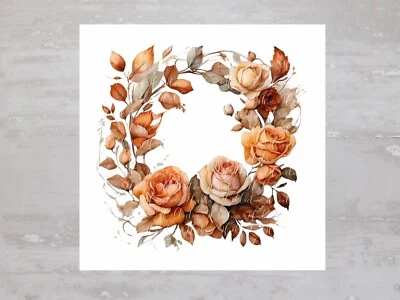 Painel de tecido Cottagecore outono floral coroa de rosas artesanato costura colcha bloco A274 - Imagem 1 de 4