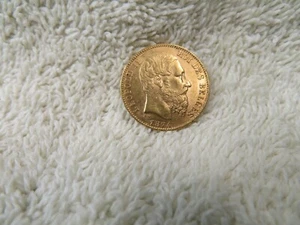 1874 GOLD 20 Franc-Leopold II - Picture 1 of 2