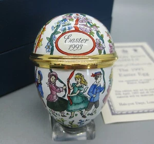 Vintage Halcyon Days 1993 Enamel Easter Egg Trinket Box with COA & Box - Picture 1 of 12