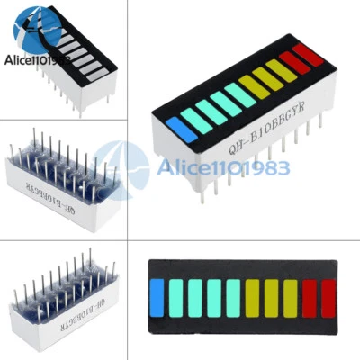 5PCS 10 Segment Colorful LED BAR Graph Indicator DIP Blue Green Yellow Red - Image 1 of 4