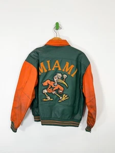 Chaqueta Universitaria De Colección Auténtica Años 90 Miami Hurricanes Cuero Talla XL Ropa Pesada - Imagen 1 de 6