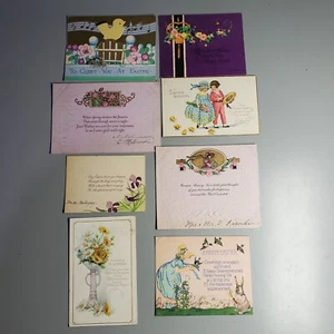 Lot of 8 vintage Easter postcards Cards Embossed Gilded - Picture 1 of 8
