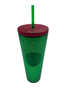 Starbucks Spring 2023 WASSERMELONENGITTER grün mit rosa Deckel 24oz kalte Tasse Becher NEU - Bild 1 von 6