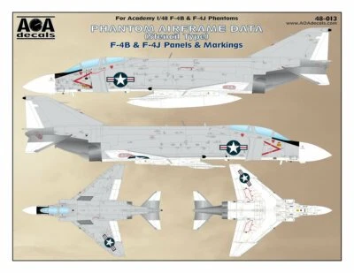 AOA decals 1/48 PHANTOM AIRFRAME DATA (Stencil Type) F-4B F-4J Panels & Markings - Image 1 of 3