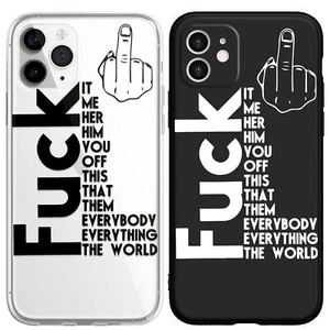 Cool F#CK You Letter Print Protective Case for Iphone 13 14 15 11 12 ProMax XR 7 - Picture 1 of 13