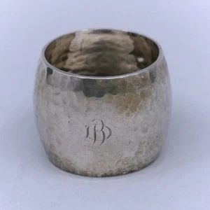 Charles Edwards Sterling Silver Hammered Napkin Ring Arts & Crafts Monogrammed - Picture 1 of 5