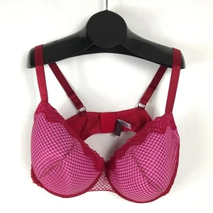 NEW Adore Me Rubie Demi Bra Women's Size 44G Jester Red Fishnet Lace Adjustable - Picture 1 of 11