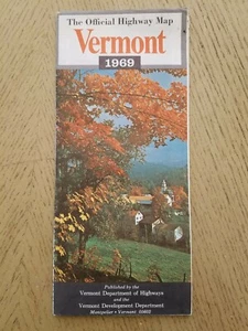 VTG 1969 OFFICIAL Vermont State Highway Road Map Tourist Guide Recreation Camps - Picture 1 of 4
