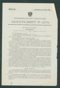 Pre-WWII Austrian Patent 1931 โ Filing Invention โ Dr. Erwin Fein - Picture 1 of 2