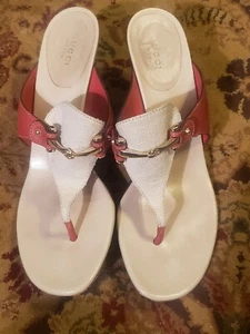 GUCCI LEINEN & LEDER HORSEBIT TANGA HEELS 9,5B  - Bild 1 von 6