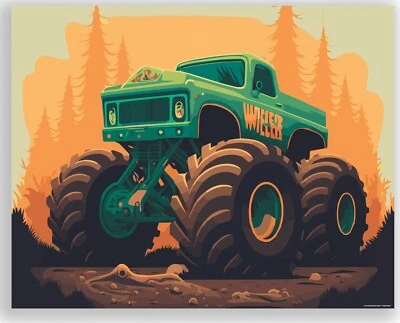 INSPIRATIONAL WALL ART CO. Monster Truck Poster Print Gift Boys Room Kids Grave Digger Big 11x14 Wall Decor
