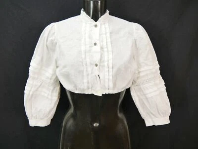 Gr.40 Dirndlbluse süße Bluse für Dirndl Baumwolle mit Spitze B9476 - Bild 1 von 3