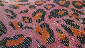 Pink Cheetah Leopard poly 4 way stretch Spandex fabric dancewear swimwear - Picture 1 of 1