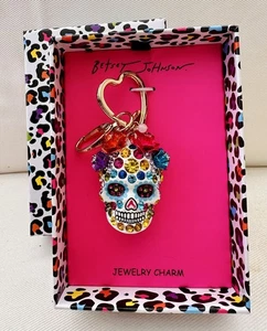 Betsey Johnson Sugar Skull Jeweled Charm Keychain/ Bag Charm Day of the Dead NWT - Picture 1 of 5
