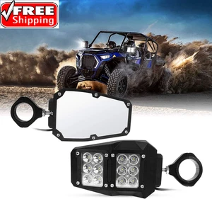 UTV RZR Mirror Offroad Side Rear View Mirrors with LED Spot Light Compatible - Picture 1 of 8