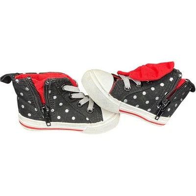 Niñas Minnie Estilo Lunares Zapatillas Altas Niño Pequeño 4C - Lindo Lazo Cremallera Laterales Foto 1 de 4