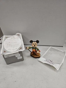 ANRI Mickey Disney Wood Carving With Hat Stick Mountain Climbing #1008 4in W/Box - Picture 1 of 8