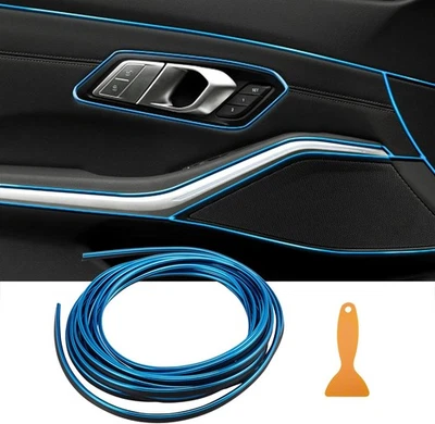 16ft BLUE Car Interior Moulding Line Flexible Electroplating Filler Insert Strip - Image 1 of 4