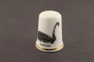 Bone China Thimble DAWLISH Black Swan Devon England Sewing Souvenir - Picture 1 of 4