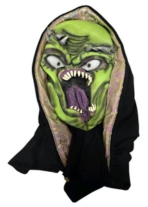 Vintage Halloween Maske Dämon Horn grün Monsterhaube 2000er  - Bild 1 von 5