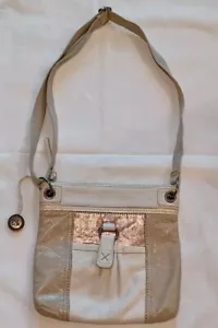 The Sak Kendra Cream Brown & White Leather Crossbody Purse - Picture 1 of 8