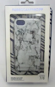 Rebecca Minkoff Case Double Up Apple iPhone 7 iPhone 8 Marble Print/Silver Foil - Picture 1 of 2