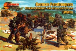 Mars Figures 1/32 GERMAN WWII PARATROOPERS TROP UNIF 10.5CM LG42/43 GUN Figures - Picture 1 of 3