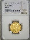 1881M Australia Gold Sovereign NGC AU58 Bright Great Luster Just Graded PQ #C180