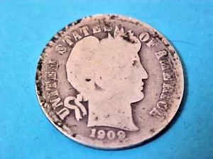 US COINS Key Date 1909 Denver 90% Silver Barber Dime N37 - Picture 1 of 2