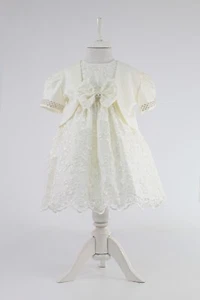 Lace Christening Dress with Headband & Jacket for Weddings and Special Occasions - Imagen 1 de 6