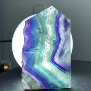 320g Natural Colorfully Fluorite Quartz Crystal Obelisk Wand Point Healing F329 - Foto 1 di 12
