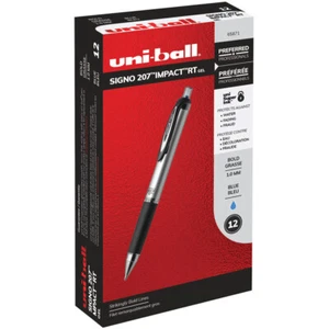 65871 Uni-Ball Signo Gel Impact 207 Rollerball Pen, 1.0mm Bold, Blue, 12pk - Picture 1 of 2
