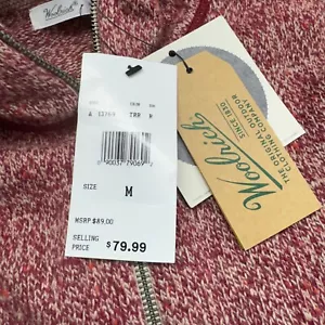 WOOLRICH Suéter Chaleco Mujer Mediano Naranja Rojo Cremallera Completa Capucha Bolsillos Mezcla de Lana - Imagen 1 de 7