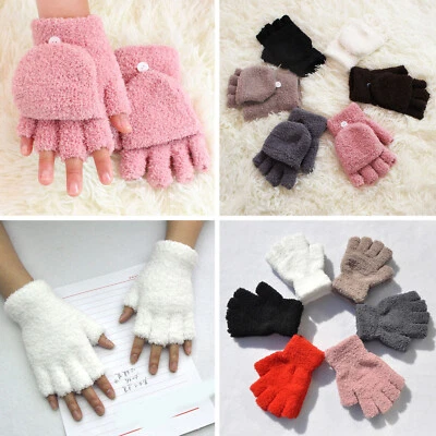 Frauen Winter Gestrickte Fingerlose Handschuhe Halbfinger Stretchy Arm Warm  ① - Bild 1 von 4