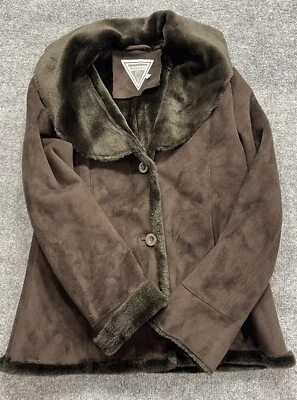 Abrigo para mujer Marvin Richards mediano marrón imitación piel chal cuello chaqueta Foto 1 de 4