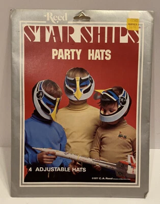 Vintage Sealed Star Ships Party Hats 4 Pack Reed 1977 Favors Space Helmet Mask Foto 1 de 3