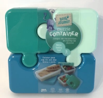 Contenedor de almuerzo para niños Little Journey rompecabezas contenedores de comida Snap & Go 6,25” NUEVO Foto 1 de 3