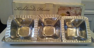 Kirkland's Home Aluminum Serving Tray with 3 Bowls - Picture 1 of 6