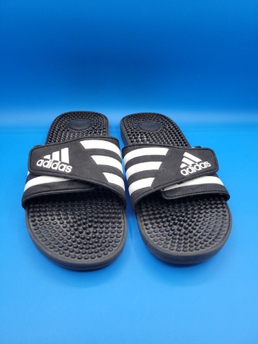 Sandalo Adidas Unisex bianco e nero tre righe Adissage taglia M8 W9