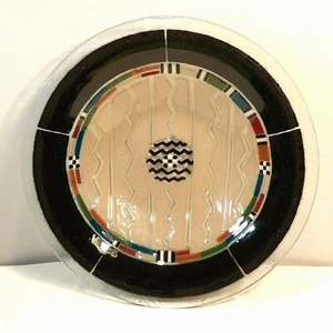 Peggy Karr Native Southwestern African Geometric Design Fused Art Glass 13" Bowl - Picture 1 of 11